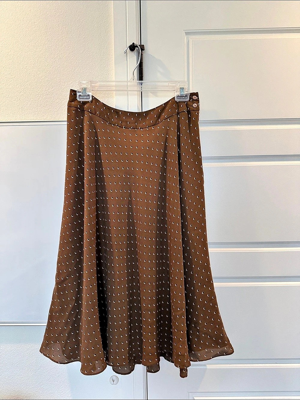 Jones New York Women's Geometric A-Line Skirt Brown & White Size 8